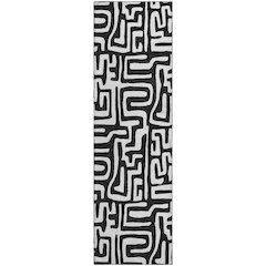 Luxury Washable Indoor/Outdoor The Reserve Black 2'3" x 7'6" Runner Rug