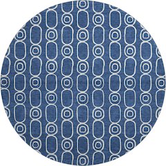 Luxury Washable Indoor/Outdoor The Reserve Navy 8' x 8' Round Rug