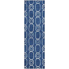 Luxury Washable Indoor/Outdoor The Reserve Navy 2'3" x 7'6" Runner Rug