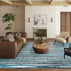 Waverly Blue Contemporary Striped 10' x 14' Area Rug Blue AWA31