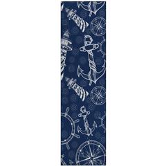 Indoor/Outdoor Harpswell AHP39 Blue Washable 2'3" x 7'6" Runner Rug