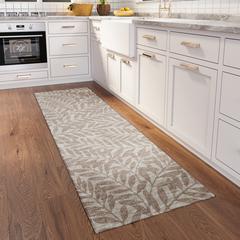 Yuma Taupe Coastal Floral 2'3" x 7'6" Runner Rug Taupe AYU35