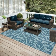 Yuma Blue Coastal Floral 10' x 14' Area Rug Blue AYU35