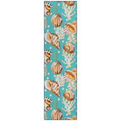 Indoor/Outdoor Surfside ASR36 Aqua Washable 2'3" x 7'6" Runner Rug
