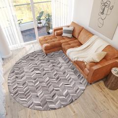 Laredo Gray Animal Patchwork 8' x 8' Round Rug Gray ALR41