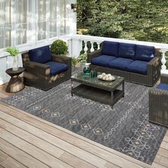 Yuma Gray Transitional Southwest 10' x 14' Area Rug Gray AYU33