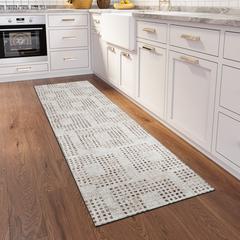 Eleanor Beige Contemporary Geometric 2'3" x 7'6" Runner Rug Beige AER31