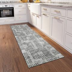 Eleanor Gray Contemporary Geometric 2'3" x 7'6" Runner Rug Gray AER31