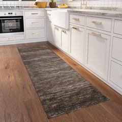 Marston Brown Transitional Striped 2'3" x 7'6" Runner Rug Brown AMA31