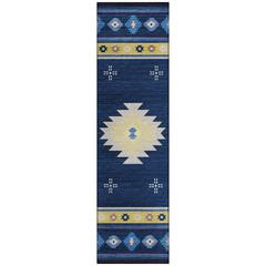 Indoor/Outdoor Sonora ASO34 Blue Washable 2'3" x 7'6" Runner Rug