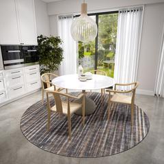Waverly Brown Contemporary Striped 8' x 8' Round Rug Brown AWA31