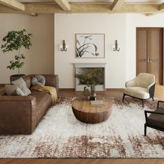 Rylee Brown Transitional Abstract 10' x 14' Area Rug Brown ARY31