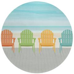 Indoor/Outdoor Harpswell AHP31 Blue Washable 8' x 8' Round Rug
