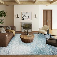 Rylee Blue Transitional Abstract 10' x 14' Area Rug Blue ARY33