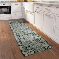Bravado Gilded Contemporary Abstract 2'3" x 7'6" Runner Rug Gilded ABV35