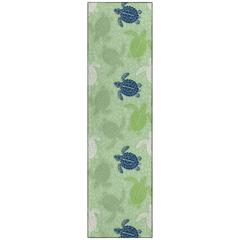 Indoor/Outdoor Surfside ASR43 Green Washable 2'3" x 7'6" Runner Rug