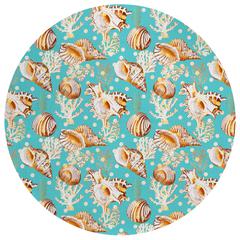 Indoor/Outdoor Surfside ASR36 Aqua Washable 8' x 8' Round Rug