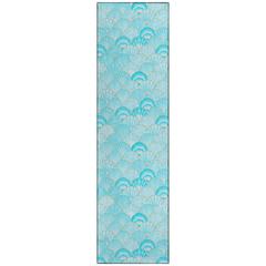 Indoor/Outdoor Surfside ASR32 Aqua Washable 2'3" x 7'6" Runner Rug