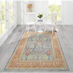 Traditional Runner Area Rug, Blue, 2'3" X 7' Runner