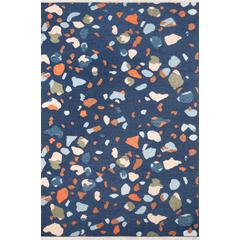 Contemporary Runner Area Rug, Navy, 2'3" X 8' Runner