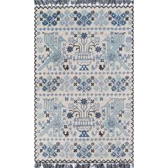 Transitional Runner Area Rug, Blue, 2'3" X 8' Runner
