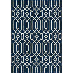 Contemporary Runner Area Rug, Navy, 2'3" X 7'6" Runner