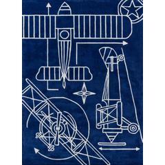 Contemporary Rectangle Area Rug, Navy, 4' X 6'