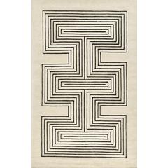 Contemporary Rectangle Area Rug, White, 3'6" X 5'6"