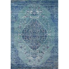 Traditional Rectangle Area Rug, Denim, 5'3" X 7'6"