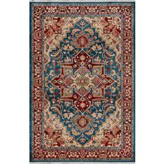 Traditional Round Area Rug, Blue, 5' X 5' Round