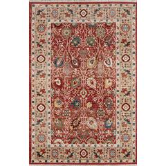 Traditional Round Area Rug, Red, 5' X 5' Round