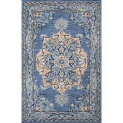 Traditional Rectangle Area Rug, Denim, 6' X 9'