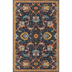 Traditional Rectangle Area Rug, Charcoal, 6' X 9'