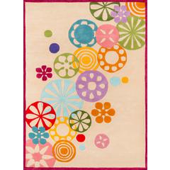 Contemporary Rectangle Area Rug, Ivory, 5' X 7'