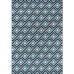 Contemporary Rectangle Area Rug, Blue, 6'7" X 9'6"