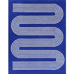 Contemporary Rectangle Area Rug, Cobalt, 9' X 12'