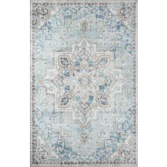 Traditional Rectangle Area Rug, Light Blue, 7'6" X 9'6"