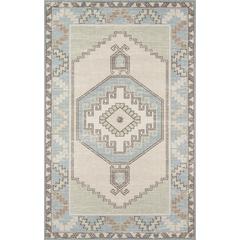 Traditional Rectangle Area Rug, Light Blue, 2' X 3'