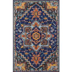 Traditional Rectangle Area Rug, Navy, 2' X 3'
