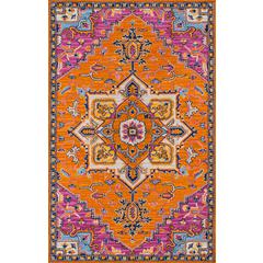 Traditional Rectangle Area Rug, Orange, 2' X 3'
