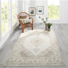 Traditional Rectangle Area Rug, Brown, 2' X 3'
