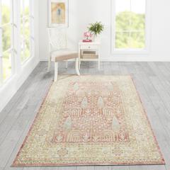 Traditional Rectangle Area Rug, Pink, 2' X 3'