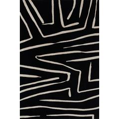 Contemporary Rectangle Area Rug, Black, 2' X 3'