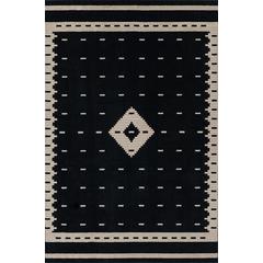 Contemporary Rectangle Area Rug, Black, 2' X 3'