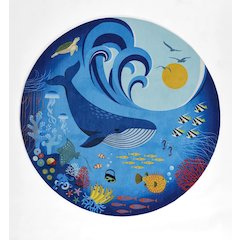 Playground Ocean Blue Kid Rug 6' X 6' Round