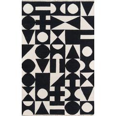 Contemporary Rectangle Area Rug, Black, 2' X 3'