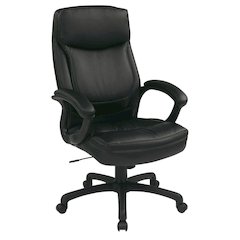 Black Leather Executive Chair – High-Back Work Chair With Wheels