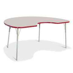Jonti-Craft Berries Adult Height Prism Color Edge Kidney Table - Laminated Kidney-shaped, Red Top - Four Leg Base - 4 Legs - Adjustable Height - 24" to 31" Adjustment - 72" Table Top Length x 48" Tabl