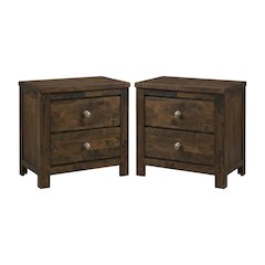 Blue Ridge Wood 2-Drawer Nightstand in Gray (Set of 2)