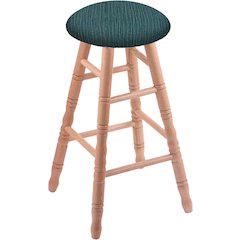 Oak Round Cushion 24" Swivel Counter Stool with Turned Legs, Natural Finish, and Graph Tidal Seat